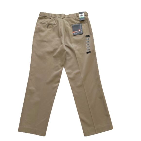 Perry Ellis Portfolio Pants Mens Cotton Khaki Flat Front No Iron Pant Size 34X29 - Picture 5 of 11